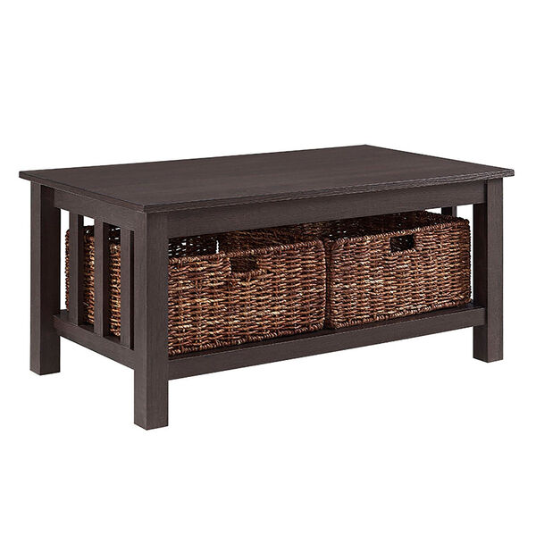 40-inch Wood Storage Coffee Table with Totes - Espresso, image 2