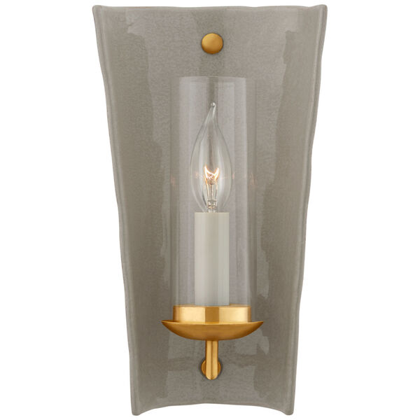Downey Small Reflector Sconce in Shellish Gray and Gild with Clear Glass by Chapman  and  Myers, image 1
