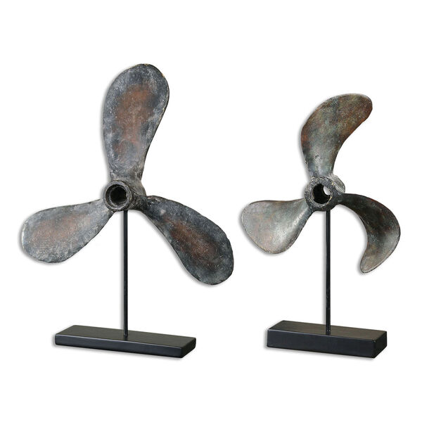 Rust Propellers Sculptures, Set of Two, image 1