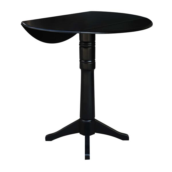 Black 42-Inch Round Dual Drop Leaf Pedestal Dining Table, image 3