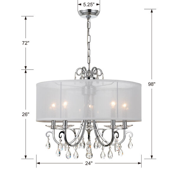 Othello Polished Chrome Five Light Chandelier with Clear Spectra Crystal, image 5