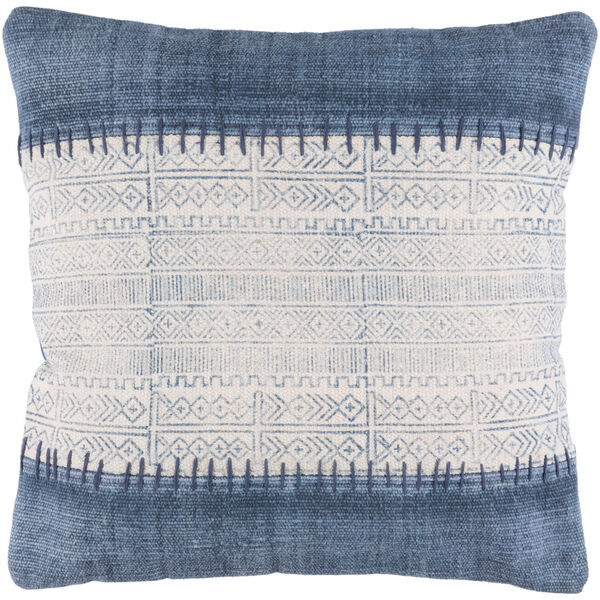 Lola Neutral and Blue 20-Inch Pillow Cover, image 1