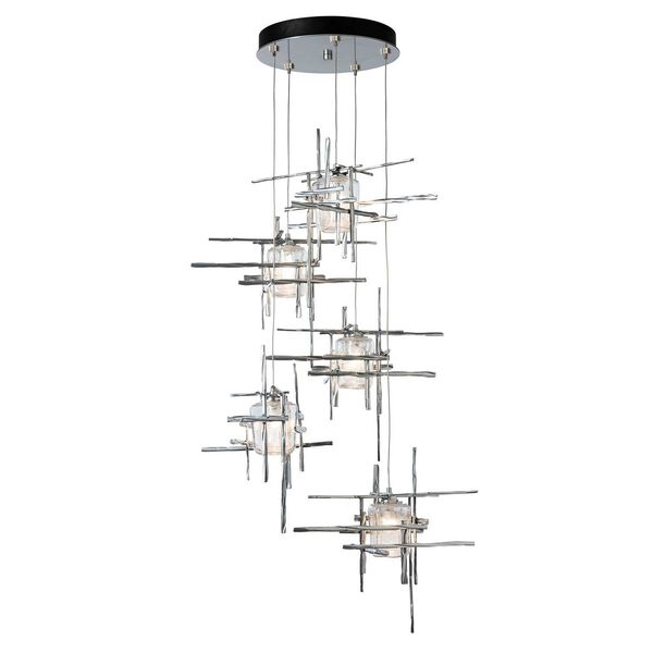 Tura Sterling Five-Light Pendant with Seeded Clear Glass, image 1