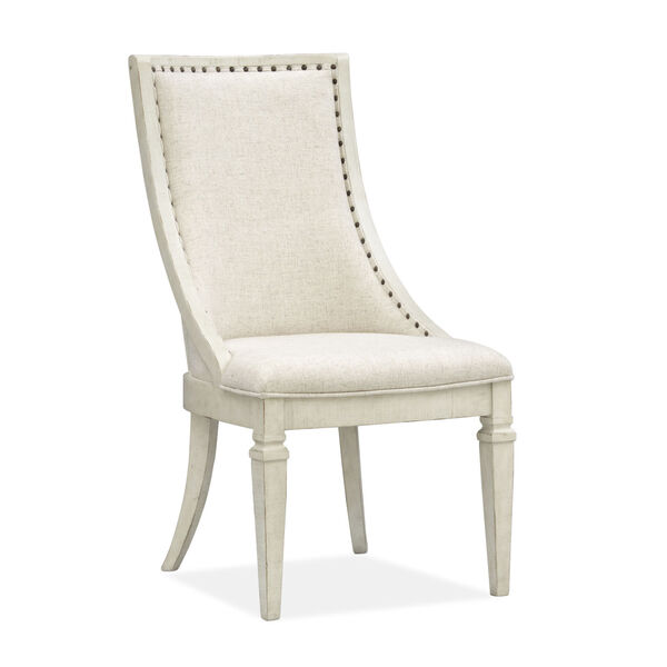 Newport White Dining Arm Chair with Upholstered Seat and Back, image 1