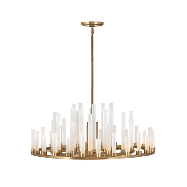 Trinity Heritage Brass LED Chandelier with Frosted Glass, image 1