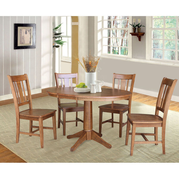 San Remo Distressed Oak 30-Inch Round Extension Dining Table with Four Chair, image 3