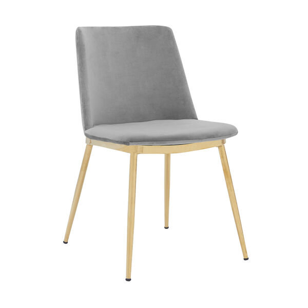 Messina Gray Velvet Gold Chrome Dining Chair, Set of Two, image 2