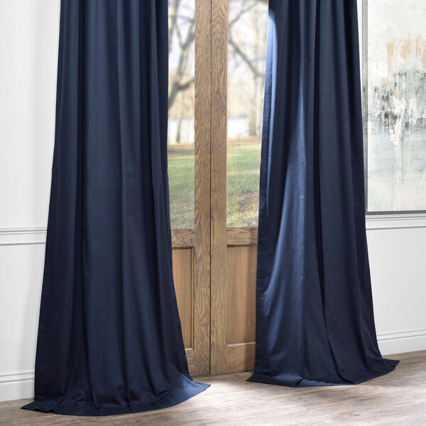 Polo Navy Solid Cotton Blackout Single Curtain Panel 50 x 84, image 6