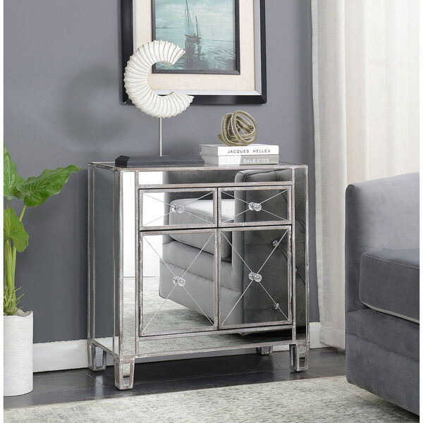 Gold Coast Vineyard 2 Drawer Mirrored Cabinet in Weathered Gray, image 2