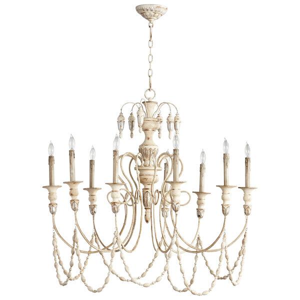 Florine Persian White and Mystic Silver Nine-Light Chandelier, image 1