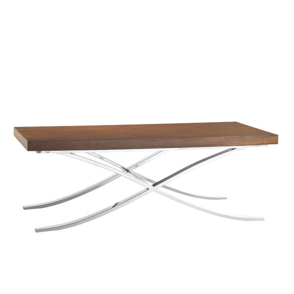 Mirage Walnut and Stainless Steel Loren 56-Inch Cocktail Table, image 1