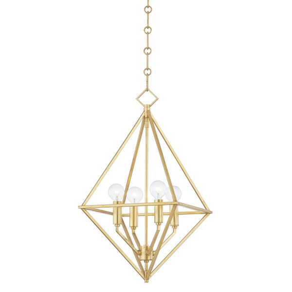 Haines Gold Leaf 17-Inch Four-Light Pendant, image 1