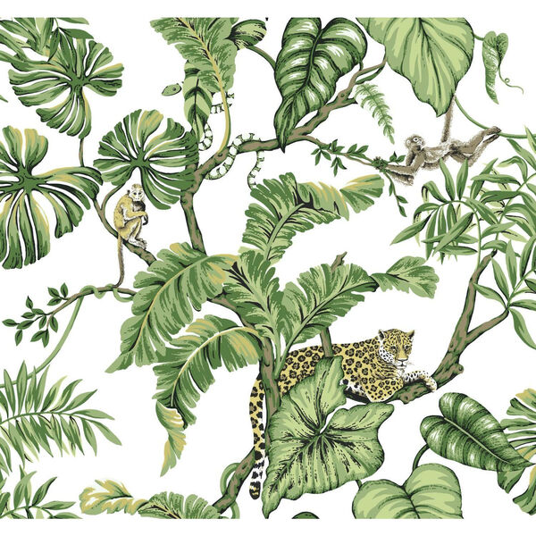 Ronald Redding White Jungle Cat Non Pasted Wallpaper - SWATCH SAMPLE ONLY, image 2