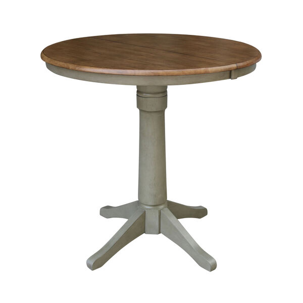 Emily Hickory and Stone 36-Inch Hardwood Round Extension Dining Table With Four Counter Height Stools, Five-Piece, image 4