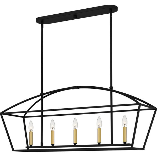 Concho Bay Earth Black and Aged Brass Five-Light Chandelier, image 1
