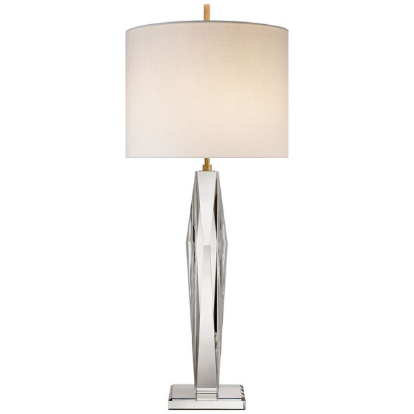 Castle Peak Narrow Table Lamp in Crystal with Cream Linen Shade by kate spade new york, image 1