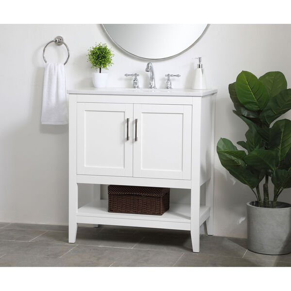 Aubrey White 30-Inch Vanity Sink Set, image 3