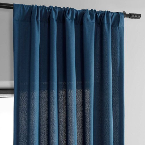 Deep Blue Dobby Linen 84-Inch Curtain Single Panel, image 5