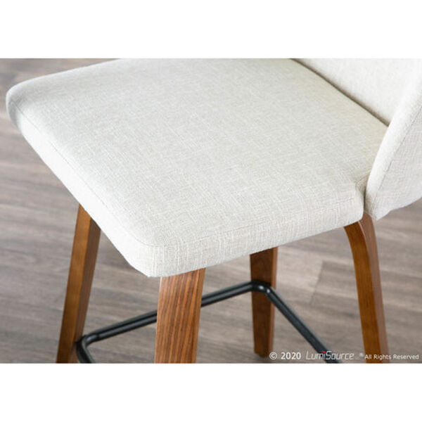 Toriano Walnut, Cream and Black Counter Stool with Square Footrest, Set of 2, image 4
