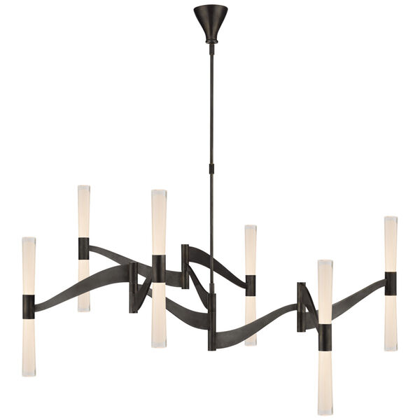 Brenta Grande Chandelier in Bronze with White Glass by AERIN, image 1