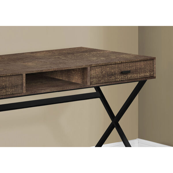Brown 24-Inch Computer Desk with Two Storage Drawers, image 3