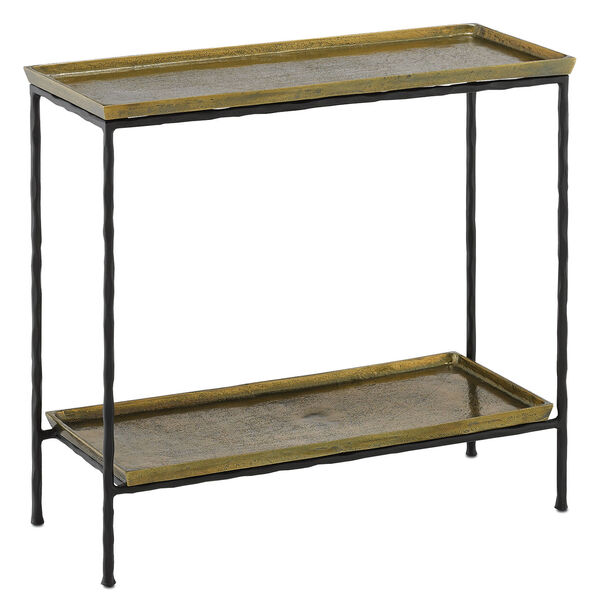 Boyles Antique Brass and Black Side Table, image 2
