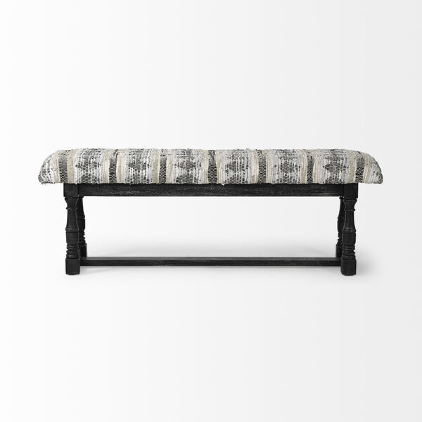 Denison II Black Bench with Woven Leather Cushion, image 2