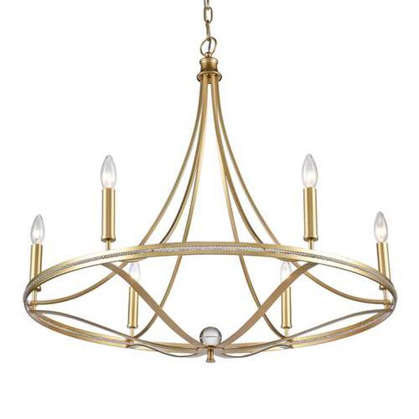Noura Champagne Gold 32-Inch Six-Light Chandelier, image 6