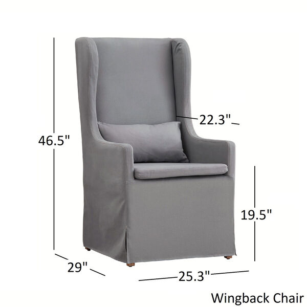 Lisle Grey Slipcover Wingback Host Chair, image 6