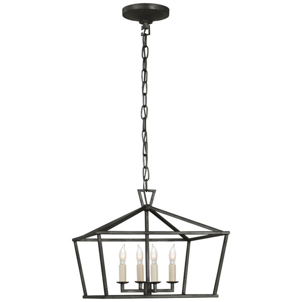 Darlana Small Wide Semi-Flush Mount Lantern in Aged Iron by Chapman  and  Myers, image 1