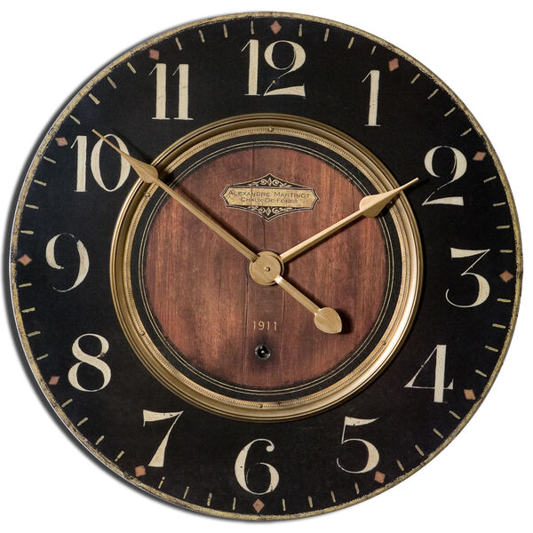 Alexandre Black and Woodtone 23-Inch Wall Clock, image 2