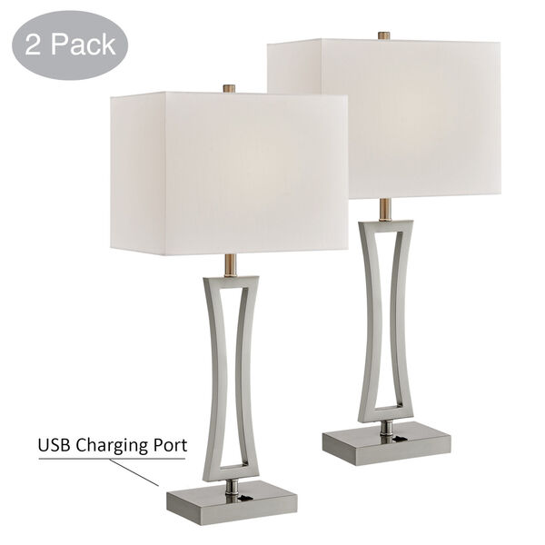 Orleano Brushed Nickel Two-Light Table Lamp, Set of Two, image 1