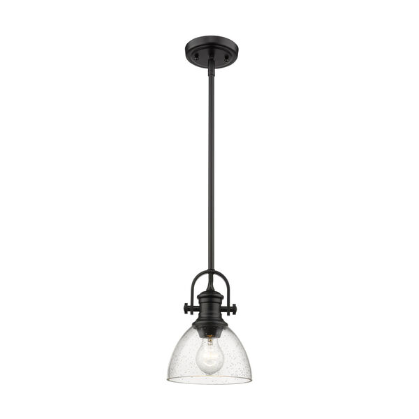 Hines Black 7-Inch One-Light Mini Pendant with Seeded Glass, image 2