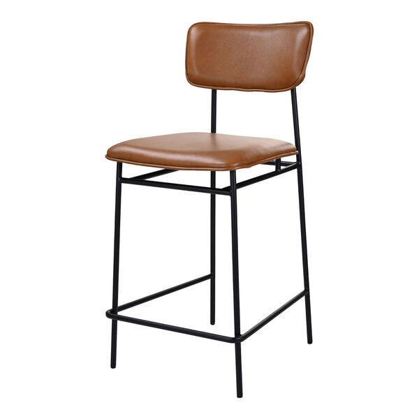 Sailor Brown and Black Counter Stool with Low Backrest, image 1