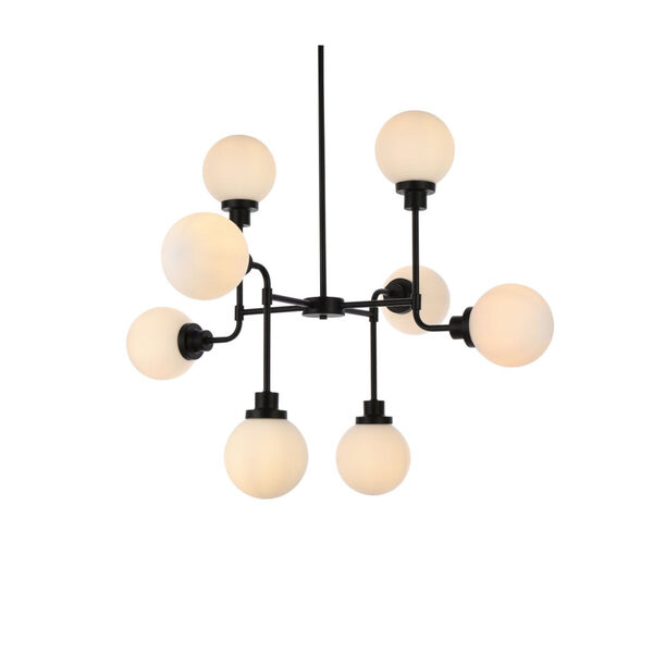 Hanson Black and Frosted Shade Eight-Light Pendant, image 3
