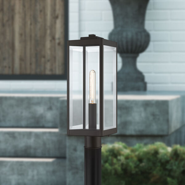 Westover Western Bronze One-Light Outdoor Post Lantern with Transparent Beveled Glass, image 7