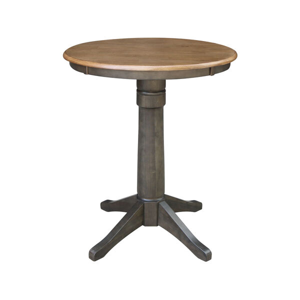 San Remo Hickory and Washed Coal 30-Inch Round Pedestal Gathering Height Table With Counter Height Stools, Three-Piece, image 4