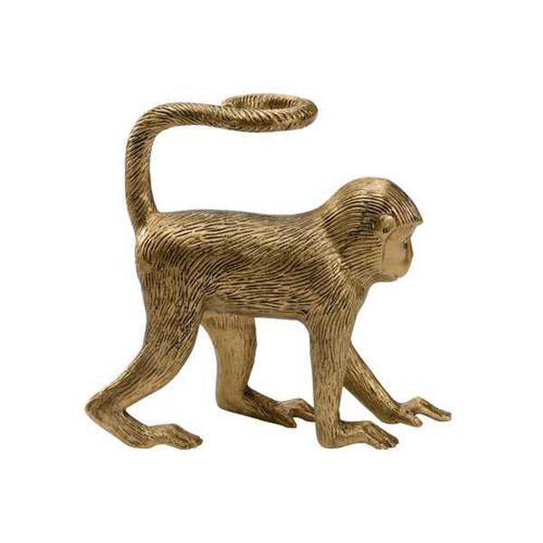 Antique Brass Left Facing Monkey Statue, image 5