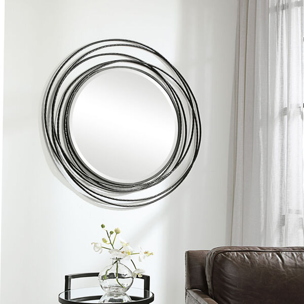 Whirlwind Black Round Mirror, image 1