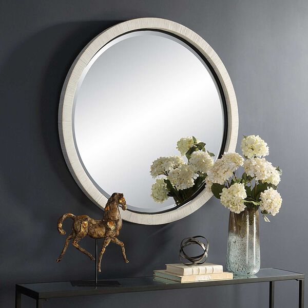Granada Whitewash and Matte Black 42 x 42-Inch Round Wall Mirror, image 4