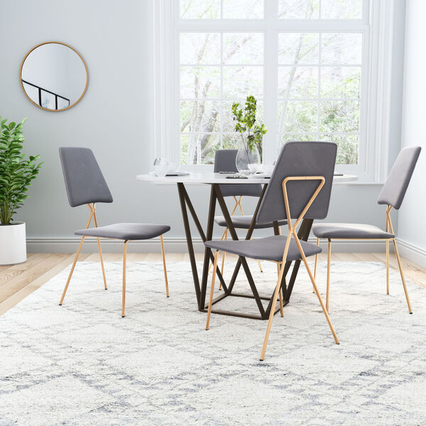 Chloe Gray and Gold Dining Chair, Set of Two, image 2