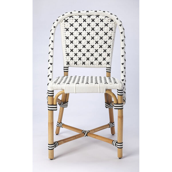 Tenor White and Black Rattan Side Chair, image 3