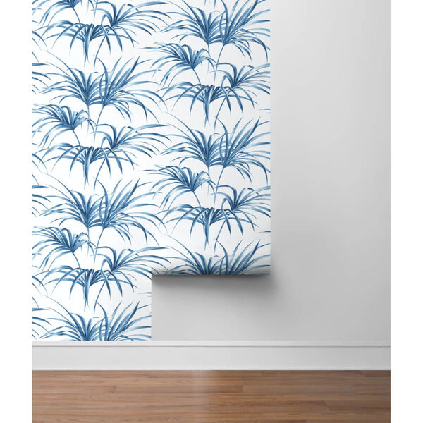 NextWall Blue Tropical Palm Leaf Peel and Stick Wallpaper, image 5