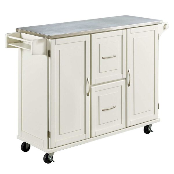 Blanche Off-White and Stainless Steel Kitchen Cart, image 1