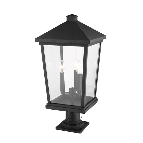 Beacon Black Three-Light Outdoor Pier Mounted Fixture With Transparent Beveled Glass, image 3