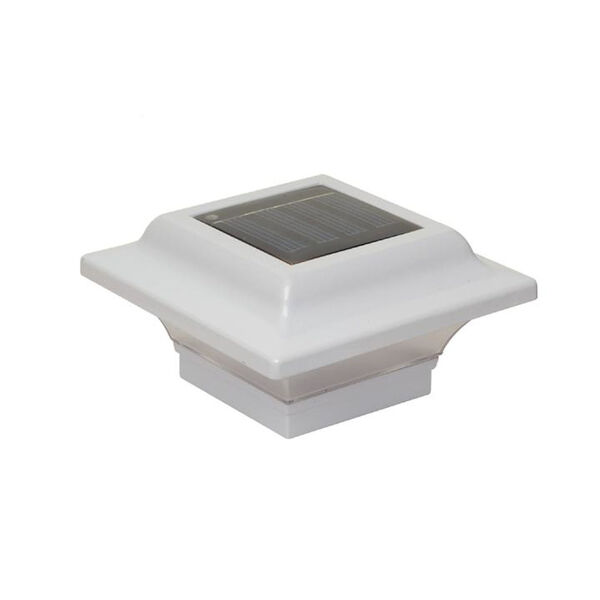 White Aluminum Imperial 2.5X2.5 LED Solar Powered Post Cap, image 1