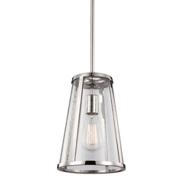 Layton Polished Nickel One-Light Mini-Pendant with Clear Glass, image 1
