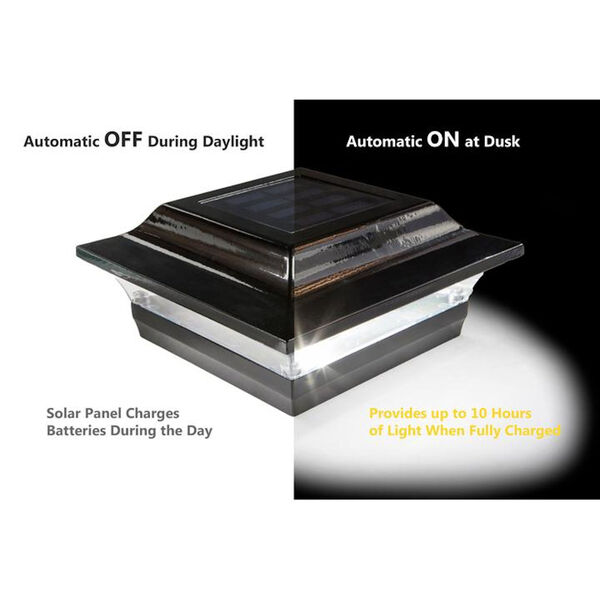 Black Aluminum Imperial 5X5 LED Solar Powered Post Cap, image 4