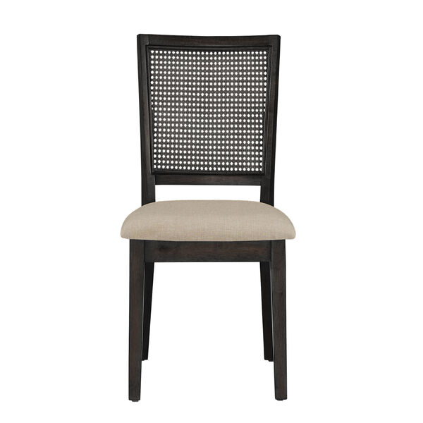 Caroline Beige and Black Rattan Back Dining Chair, Set of Two, image 2