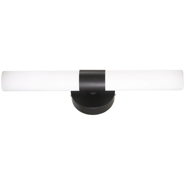 Coal and White Two-Light Bath Bar with Etched Opal Glass, image 1